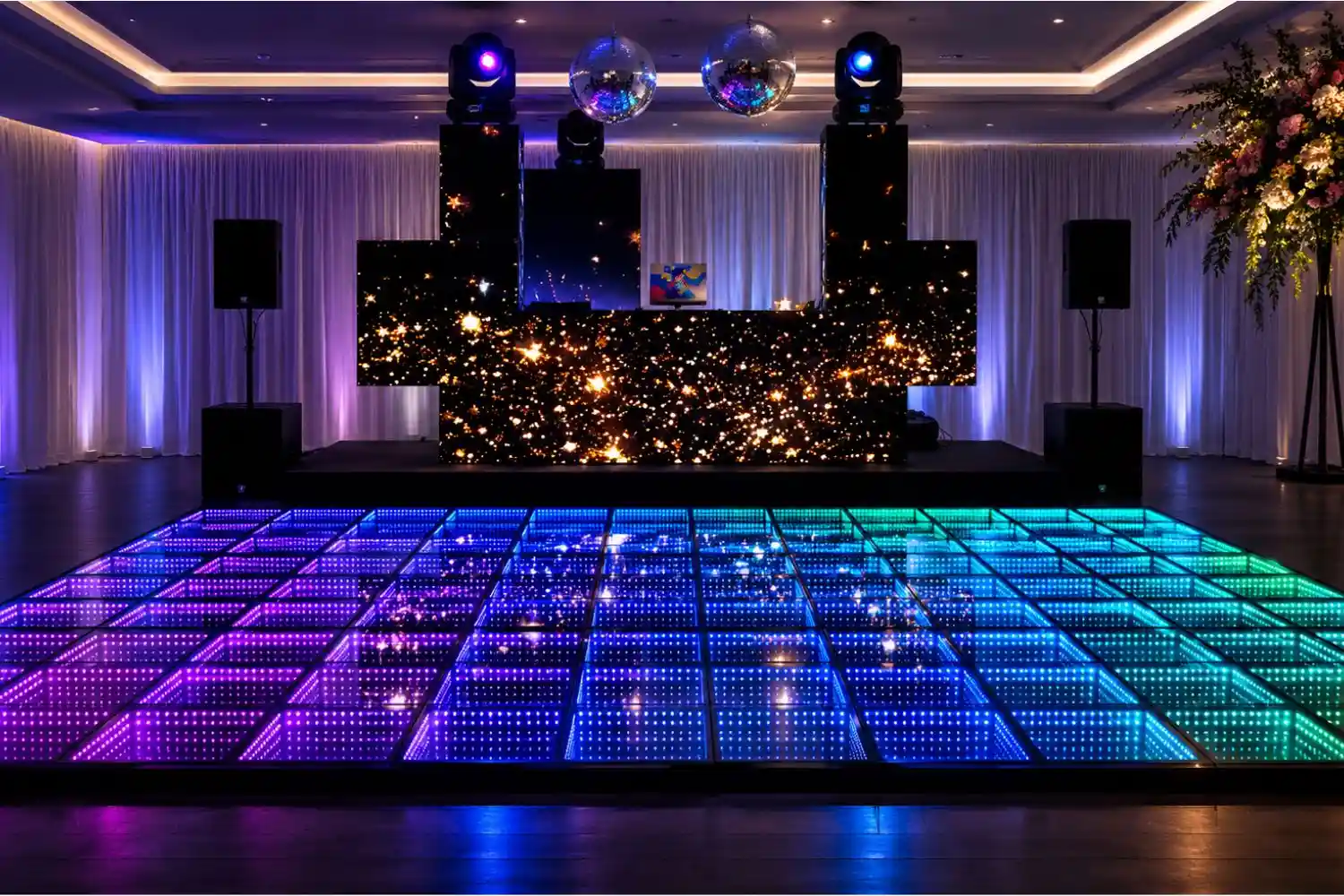 Pista de baile LED en evento — montaje 5