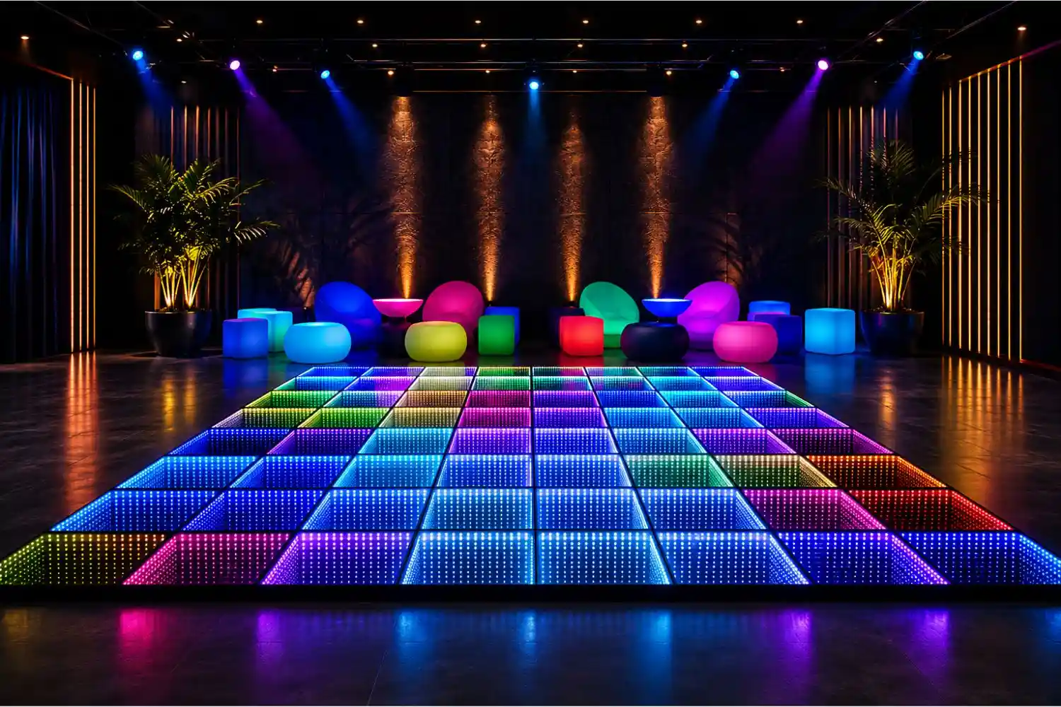Pista de baile LED en evento — montaje 6